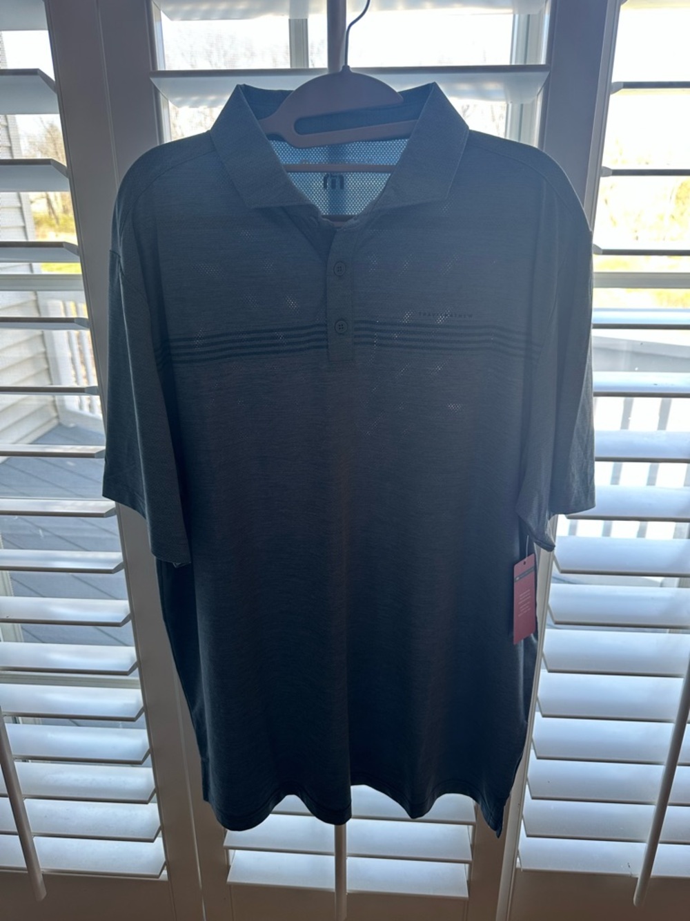 NWT Travis Mathew Heater Pro 4Lte color  Short Sleeve Golf Shirt w Stripes XL